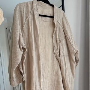 Aerie Women's Cream Button Down Shirt